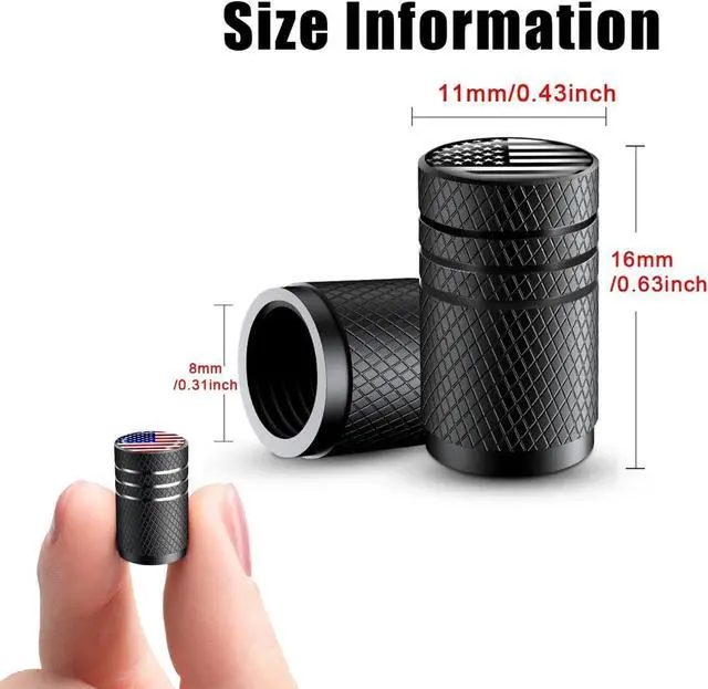 Alt view image 3 of 5 - American Flag Tire Valve Stem Caps, Aluminum USA Caps Black, Universal Dust Proof Covers for Cars Trucks Bikes Motorcycles Bicycles Corrosion Resistant Black and White National Flag 12PCS