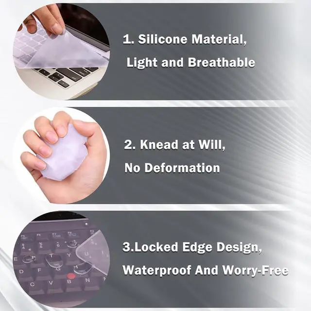 Alt view image 3 of 6 - EKIND 2 Sheets Universal Waterproof and Dustproof Keyboard Cover for 15-17 Inch Laptops, with Keypad Keyboard Cover Size (L:14.17" x W:5.08"), Ultra Thin Silicone Skin Protector (Purple)