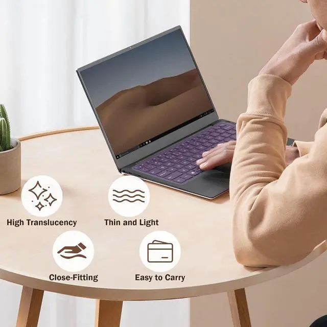 Alt view image 6 of 6 - EKIND 2 Sheets Universal Waterproof and Dustproof Keyboard Cover for 15-17 Inch Laptops, with Keypad Keyboard Cover Size (L:14.17" x W:5.08"), Ultra Thin Silicone Skin Protector (Purple)