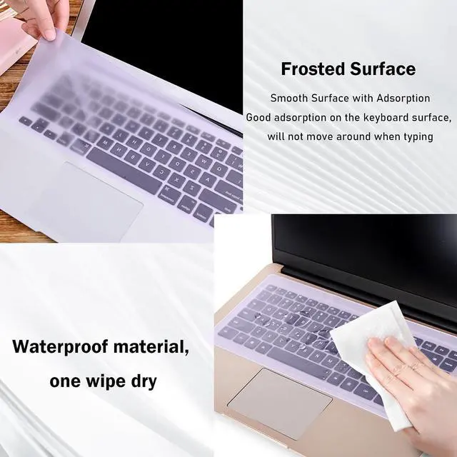 Alt view image 5 of 6 - EKIND 2 Sheets Universal Waterproof and Dustproof Keyboard Cover for 15-17 Inch Laptops, with Keypad Keyboard Cover Size (L:14.17" x W:5.08"), Ultra Thin Silicone Skin Protector (Purple)