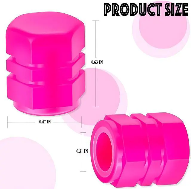 Alt view image 2 of 7 - 8PCS Fluorescent Tire Valve Stem Caps, Luminous Car Tire Air Cap, Corrosion Resistant Leak-Proof Wheel Valve Cover, Universal for Cars, Trucks, Bikes, Motorcycles, Bicycles(Pink)