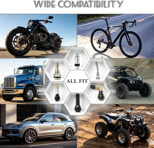 Alt view image 3 of 7 - 4PCS Brass Tire Stem Valve Caps Universal Wheel Valve Stem Covers for Cars Trucks Motorcycles SUVs and Bikes Dustproof Tire Cap Hexagon Shape (Colorful)