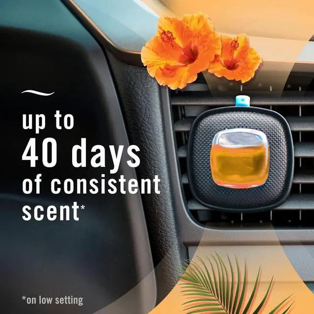Alt view image 5 of 7 - Febreze AUTO Air Freshener, Odor-Fighting Automotive Vent Clip, Scented Car Accessories, Long Lasting for Strong Odors, Tropical Beach Scent, 2 Count