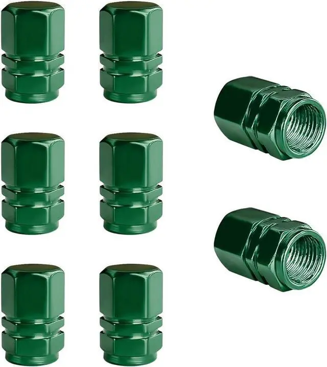 Main image of Wevdn 8 PCS Car Tire Valve Caps, Anti-Corrosion Aluminum Alloy Valve Stem Dust Caps with Rubber Seal, Leak-Proof Tire Valve Cover for SUV Truck Motorcycle Bike, Car Accessories (Green)