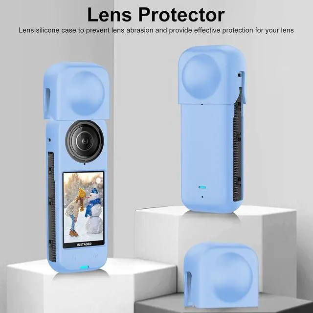 Alt view image 3 of 7 - PULUZ Silicone Protective Case for Insta360 X4 with Lens Cap, Soft Camera Protective Cover and Standard Lens Guard for Insta 360 X4 Accessories(Blue)