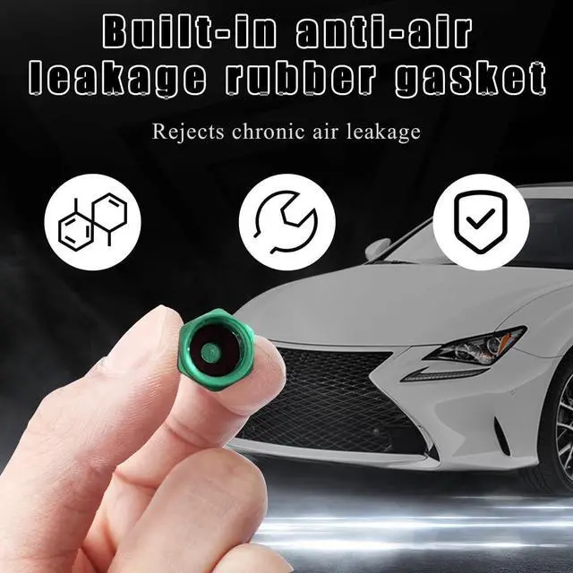 Alt view image 4 of 6 - Wevdn 8 PCS Car Tire Valve Caps, Anti-Corrosion Aluminum Alloy Valve Stem Dust Caps with Rubber Seal, Leak-Proof Tire Valve Cover for SUV Truck Motorcycle Bike, Car Accessories (Green)