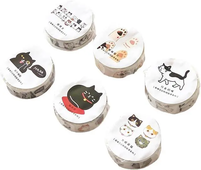 Alt view image 3 of 5 - OUDEKE Cute Cartoon Cat Tapes 6Rolls 0.59'' x 16.4ft Washi Tapes for Scrapbooking DIY Journals Decorations, Reusable Washi Cats Tapes for Notebooks Phone Case Decorations