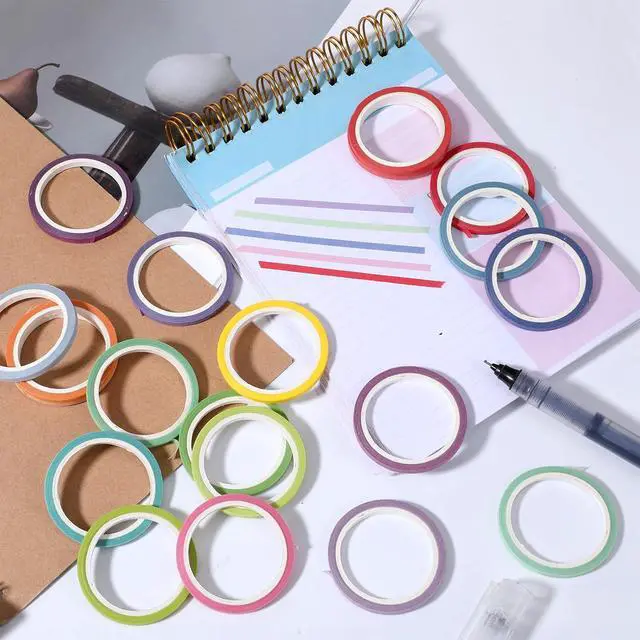 Alt view image 7 of 7 - 20 Rolls Rainbow Washi Tape Slim, 16.4ft Colorful Rainbow Pastel Washi Tape Set Skinny Thin Decorative Colored Washis Craft Tapes, Rainbows Colors Thin Decorative Tapes for Journal DIY Planner Craft