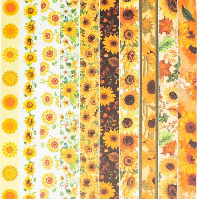 Alt view image 6 of 7 - Sunflower Washi Tape Set 10 Rolls Floral Print Decorative Sun Flowers Masking Tapes for Arts, DIY Crafts, Journals, Planners, Scrapbook, Wrapping