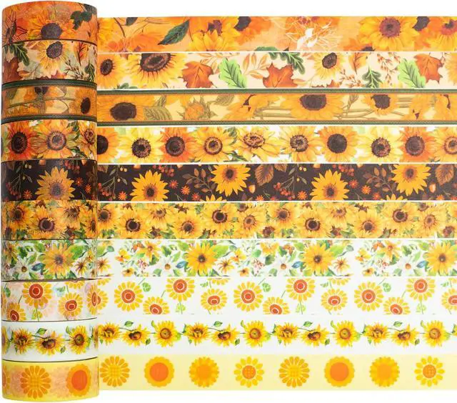 Alt view image 5 of 7 - Sunflower Washi Tape Set 10 Rolls Floral Print Decorative Sun Flowers Masking Tapes for Arts, DIY Crafts, Journals, Planners, Scrapbook, Wrapping