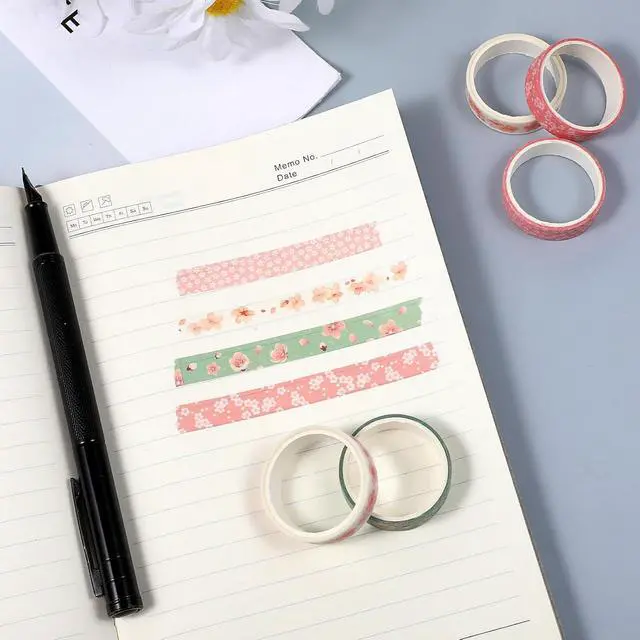 Alt view image 7 of 7 - 5 Rolls Sakura Washi Tape Set Floral Decorative Tapes Cute Flowers Patterns Tape Japanese Arts Adhesive Tapes Modern Arts Masking Tapess for Art DIY Crafts Journals Scrapbooking Wrapping