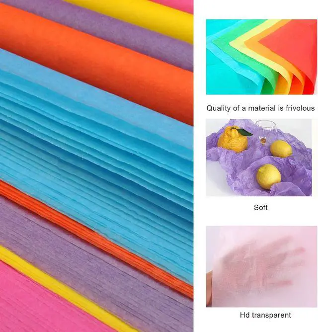 Alt view image 4 of 7 - Tissue Paper 200 Sheets - 20 Vibrant Rainbow Colors for Gift Wrapping, Craft Projects, Party Decorations - 12x8.4 Inch Art Tissue for Birthday, Floral Arrangements, Festival Supplies