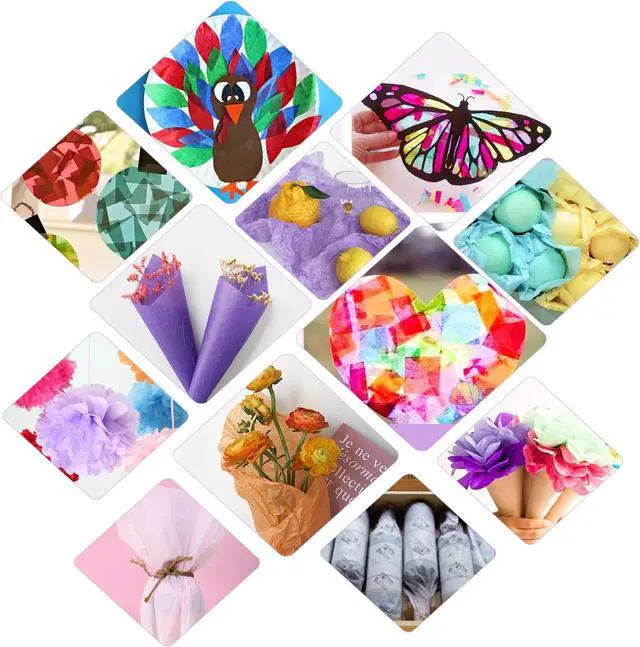 Alt view image 3 of 7 - Tissue Paper 200 Sheets - 20 Vibrant Rainbow Colors for Gift Wrapping, Craft Projects, Party Decorations - 12x8.4 Inch Art Tissue for Birthday, Floral Arrangements, Festival Supplies