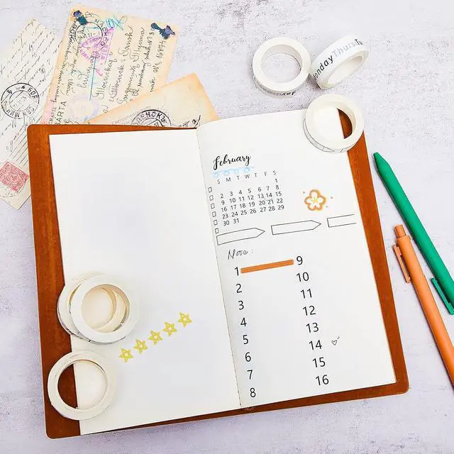 Alt view image 4 of 7 - Chuangdi 9 Rolls Calendar Washi Tape Set,White | Vintage Day Week Month Date Number Calendar Washi for Journaling, Planner Decoration, Journal Labels, Arts Crafts
