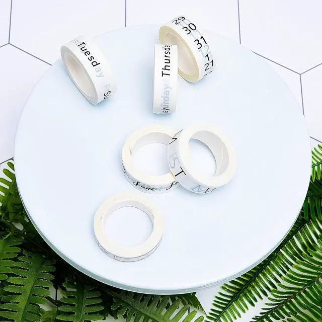 Alt view image 7 of 7 - Chuangdi 9 Rolls Calendar Washi Tape Set,White | Vintage Day Week Month Date Number Calendar Washi for Journaling, Planner Decoration, Journal Labels, Arts Crafts
