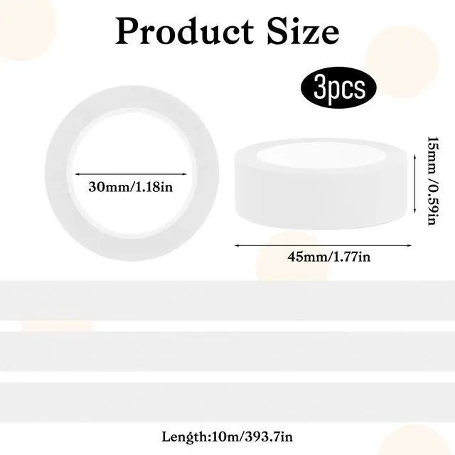 Alt view image 2 of 7 - SynHHergyx 3 Rolls White Washi Tape Self-Adhesive Decorative Painters Tape 32 Feet x 0.6 Inch Washi Tapes Decorative Masking Tapes Duct Craft for Packaging Decor Journals Scrapbooks Planners DIY Gift