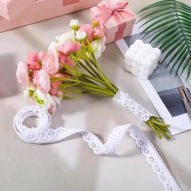 Alt view image 4 of 7 - 2 Roll Lace Washi Tape White Trim Ribbon Tape Self-Adhesive Fabric Decorative Striping Masking Tapes for DIY Crafts, Scrapbook