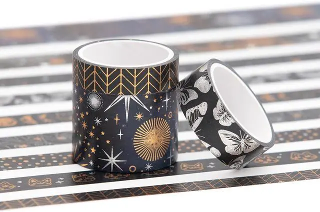 Alt view image 4 of 7 - YUBBAEX Mystic Gold Washi Tape Set Wide Silver Foil Masking Tape Decorative for Arts, DIY Crafts, Journal Supplies, Planners, Scrapbook, Card/Gift Wrapping (Dark Night)