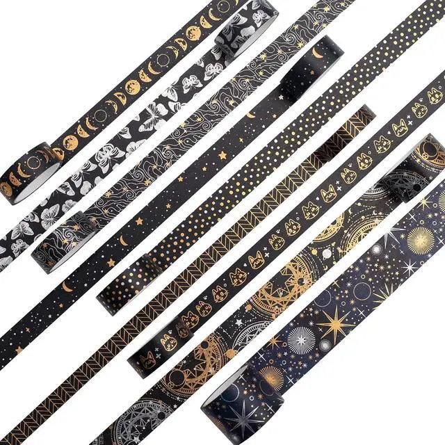 Alt view image 2 of 7 - YUBBAEX Mystic Gold Washi Tape Set Wide Silver Foil Masking Tape Decorative for Arts, DIY Crafts, Journal Supplies, Planners, Scrapbook, Card/Gift Wrapping (Dark Night)