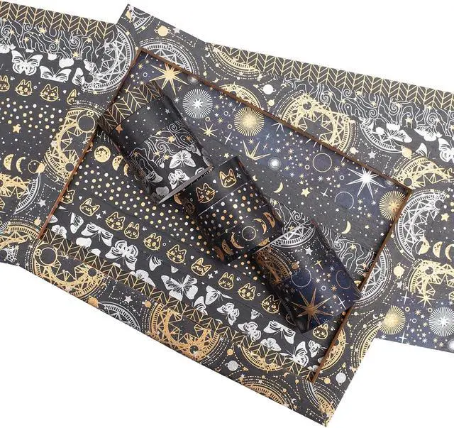 Alt view image 5 of 7 - YUBBAEX Mystic Gold Washi Tape Set Wide Silver Foil Masking Tape Decorative for Arts, DIY Crafts, Journal Supplies, Planners, Scrapbook, Card/Gift Wrapping (Dark Night)