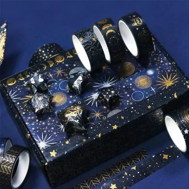 Alt view image 6 of 7 - YUBBAEX Mystic Gold Washi Tape Set Wide Silver Foil Masking Tape Decorative for Arts, DIY Crafts, Journal Supplies, Planners, Scrapbook, Card/Gift Wrapping (Dark Night)