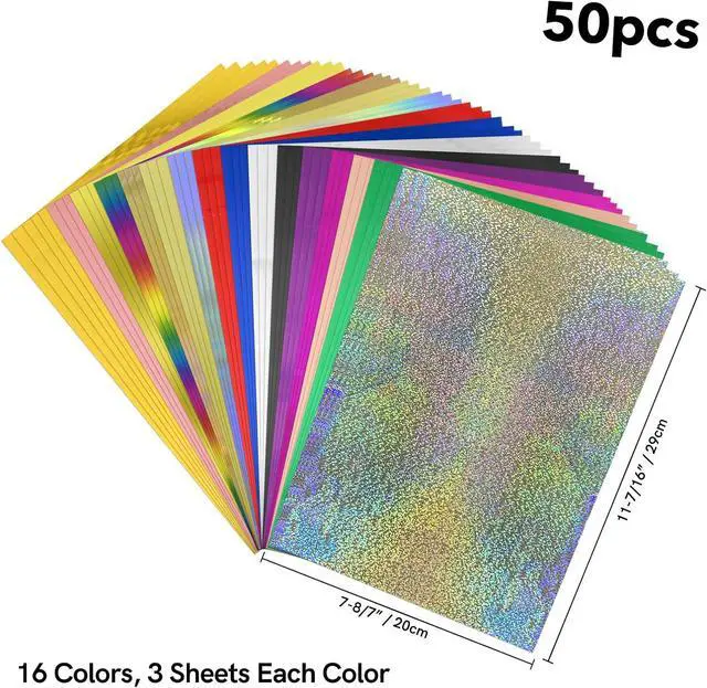 Alt view image 2 of 7 - BAOFALI 50 Pcs Toner Reactive FoilFoil Paper for Toner Foiling Foil by Laser Printer and Laminator, for Scrapbooking Paper Crafts 7.9x11.4inch 16 Color Mixing
