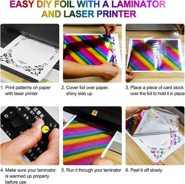 Alt view image 3 of 7 - BAOFALI 50 Pcs Toner Reactive FoilFoil Paper for Toner Foiling Foil by Laser Printer and Laminator, for Scrapbooking Paper Crafts 7.9x11.4inch 16 Color Mixing