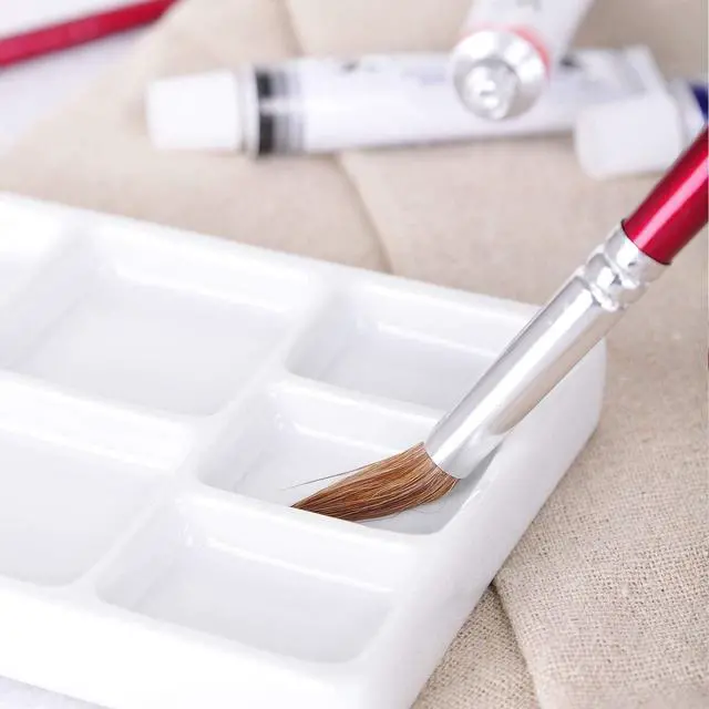 Alt view image 3 of 7 - VanEnjoy White Square Ceramic Artist Paint Palette,Porcelain Watercolor Palette,Ceramic Mixing Tray for Watercolor Gouache Painting