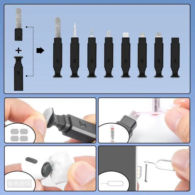 Alt view image 6 of 6 - walrfid Cleaner Kit for AirPod, 12-in-1 Earbud Cleaning Kit | with 30ml Screen Cleaner and Camera Lens Cleaning Pen, Multi-Tool for Charging Case Tablet iPad Phone Charging Port