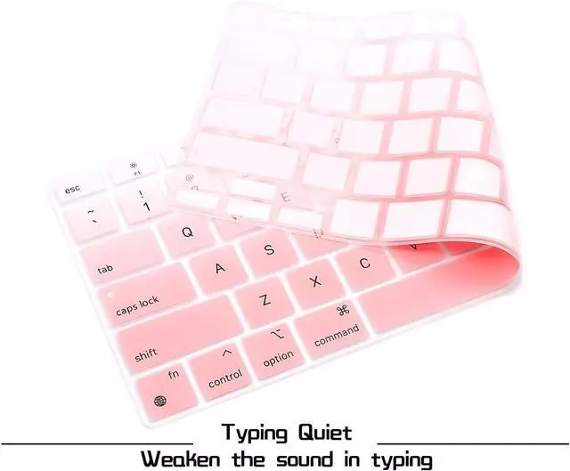 Alt view image 3 of 6 - HRH English US Keyboard Cover for MacBook Air 13 A2337 2020 | M1 Chip Processor with Touch ID,Precise Fit,Dust Proof,Waterproof,Durable,Smooth Touch,Keyboard Accessories,Ombre Light Pink