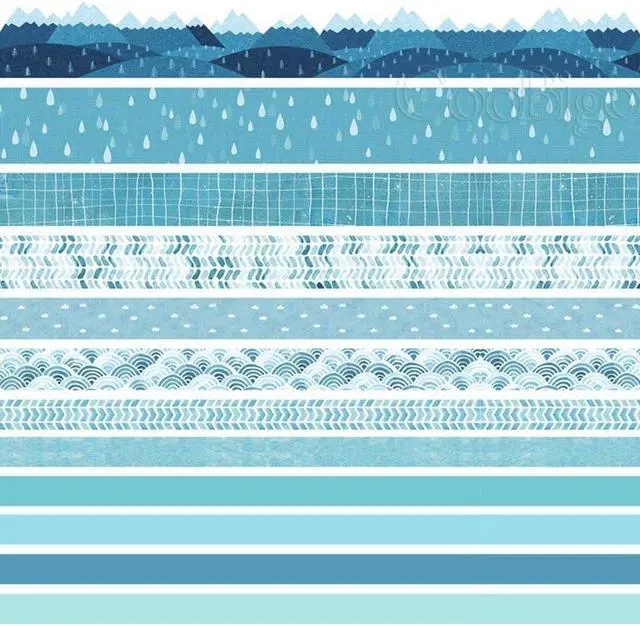 Alt view image 4 of 4 - CooBigo Washi Tape Set, 12 Rolls 4 Size Decorative Masking Washi Tapes for Craft, Scrapbook, DIY, Planners, Gift Wrapping (Blue Track)