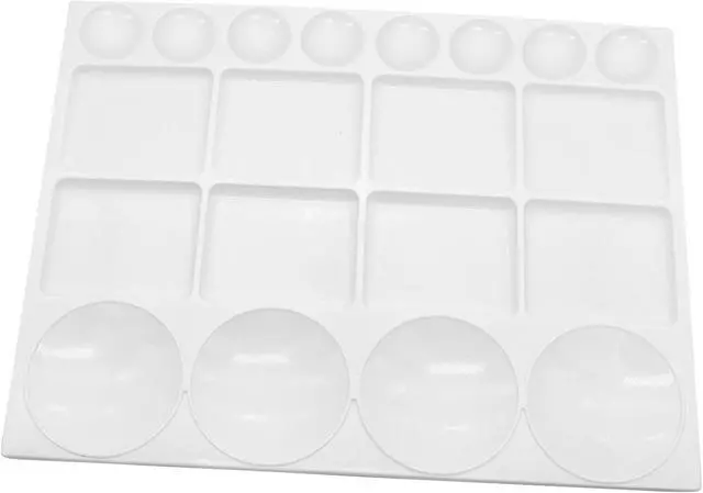 Main image of 20 Well Watercolor Paint Tray Palette Pallet Acrylic Painting Mixing Plastic Artist Large Square Palette, 13 x 10 Inches, White, 1PCS