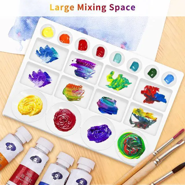 Alt view image 3 of 7 - 20 Well Watercolor Paint Tray Palette Pallet Acrylic Painting Mixing Plastic Artist Large Square Palette, 13 x 10 Inches, White, 1PCS
