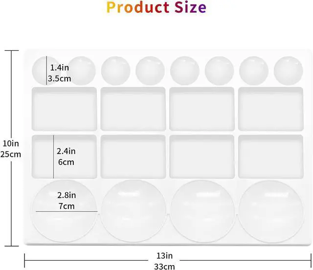 Alt view image 2 of 7 - 20 Well Watercolor Paint Tray Palette Pallet Acrylic Painting Mixing Plastic Artist Large Square Palette, 13 x 10 Inches, White, 1PCS