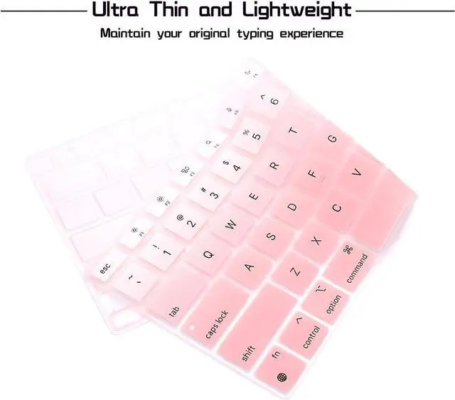 Alt view image 4 of 6 - HRH English US Keyboard Cover for MacBook Air 13 A2337 2020 | M1 Chip Processor with Touch ID,Precise Fit,Dust Proof,Waterproof,Durable,Smooth Touch,Keyboard Accessories,Ombre Light Pink