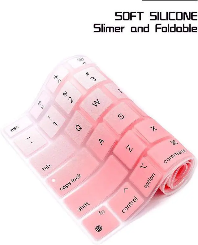 Alt view image 5 of 6 - HRH English US Keyboard Cover for MacBook Air 13 A2337 2020 | M1 Chip Processor with Touch ID,Precise Fit,Dust Proof,Waterproof,Durable,Smooth Touch,Keyboard Accessories,Ombre Light Pink