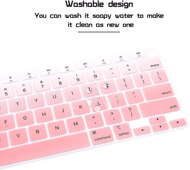 Alt view image 6 of 6 - HRH English US Keyboard Cover for MacBook Air 13 A2337 2020 | M1 Chip Processor with Touch ID,Precise Fit,Dust Proof,Waterproof,Durable,Smooth Touch,Keyboard Accessories,Ombre Light Pink