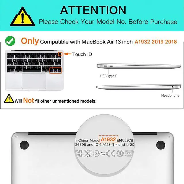 Alt view image 2 of 7 - MOSISO Keyboard Cover, Waterproof Dust-Proof Protective Silicone Skin | Compatible with MacBook Air 13 inch 2019 2018 Release A1932 Retina Display with Touch ID, Lavender Gray