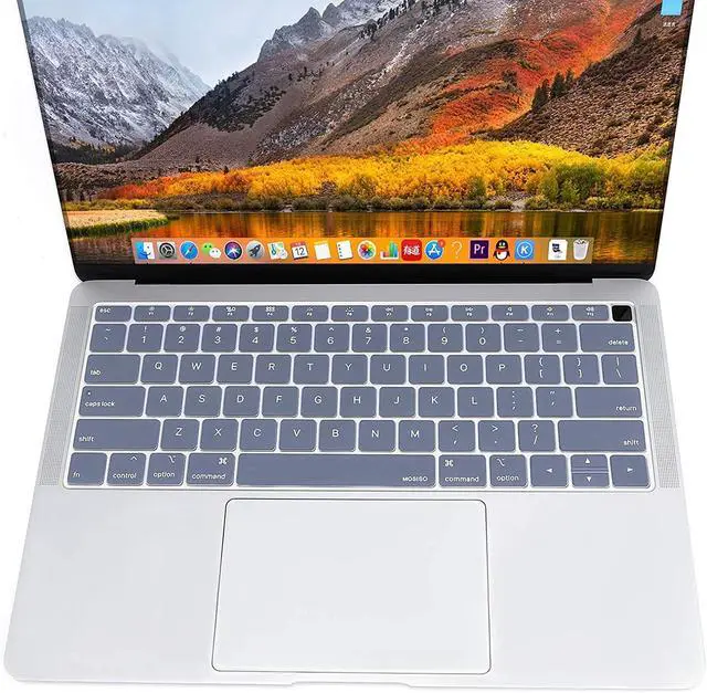 Alt view image 3 of 7 - MOSISO Keyboard Cover, Waterproof Dust-Proof Protective Silicone Skin | Compatible with MacBook Air 13 inch 2019 2018 Release A1932 Retina Display with Touch ID, Lavender Gray