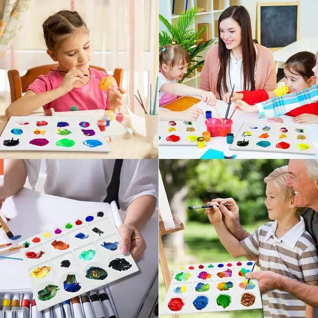 Alt view image 7 of 7 - 20 Well Watercolor Paint Tray Palette Pallet Acrylic Painting Mixing Plastic Artist Large Square Palette, 13 x 10 Inches, White, 1PCS