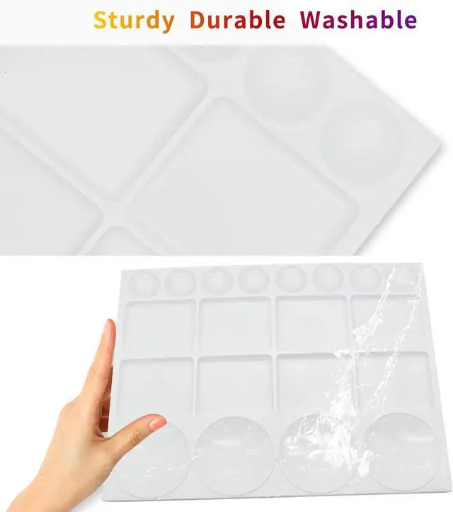 Alt view image 5 of 7 - 20 Well Watercolor Paint Tray Palette Pallet Acrylic Painting Mixing Plastic Artist Large Square Palette, 13 x 10 Inches, White, 1PCS