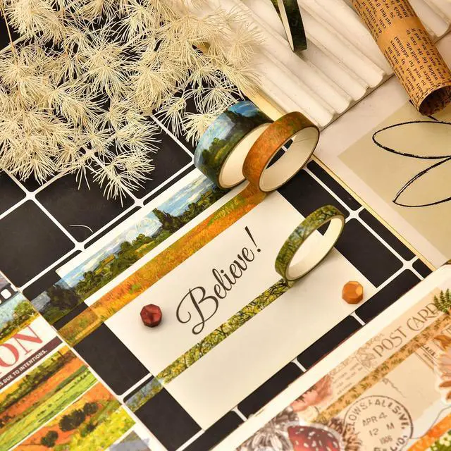 Alt view image 4 of 7 - 25 Rolls Starry Night Washi Tape Pack Van Gogh Oil Painting Arts Adhesive Tapes Gold Foil Decorative Masking Tape Sets for Craft, Kids, Scrapbook, DIY, Gift Wrapping