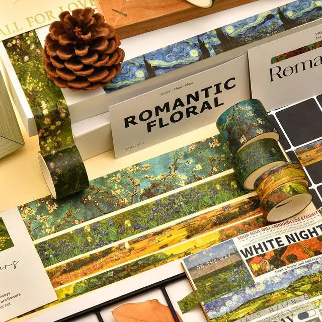 Alt view image 7 of 7 - 25 Rolls Starry Night Washi Tape Pack Van Gogh Oil Painting Arts Adhesive Tapes Gold Foil Decorative Masking Tape Sets for Craft, Kids, Scrapbook, DIY, Gift Wrapping
