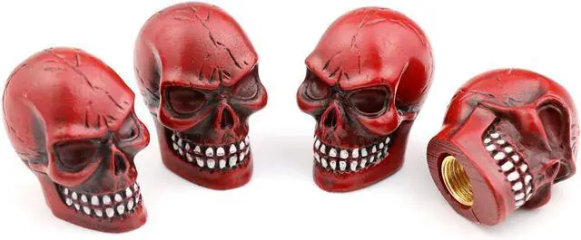 Alt view image 5 of 5 - Skull Valve Stem Caps Cars Motorcycles Tires Cover 4 Pcs red | Cool Novelty Bicycle Truck SUV Bike Funny Vehicle Universal Decoration Unique Resin Rust Proof Corrosion Durable Modified