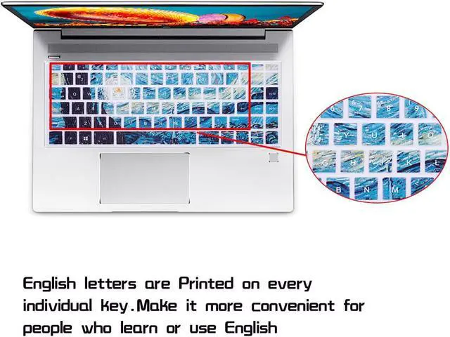 Alt view image 2 of 6 - HRH English Keyboard Cover for 14 Inch Pavilion x360 Laptop,Starry Night | Compatible with 14M-BA,14M-CD,14M-DH,14-BA,14-BF,14-cm,14-CF,14-DF,14-DK,14-DS,14-DQ,Durable,Thin,Anti-spill,Smooth Touch