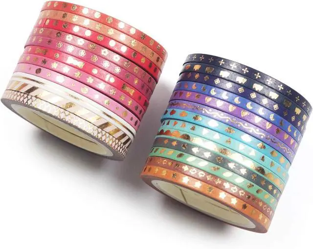 Alt view image 7 of 7 - YUBBAEX 24 Rolls Skinny Washi Tape Set Gold Foil Print Decorative Tapes for Arts, DIY Crafts, Journals, Planners, Scrapbooking, Wrapping (Slim 3mm)