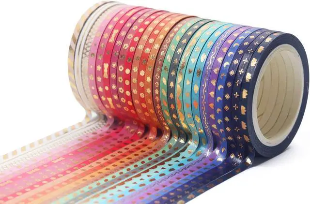 Alt view image 3 of 7 - YUBBAEX 24 Rolls Skinny Washi Tape Set Gold Foil Print Decorative Tapes for Arts, DIY Crafts, Journals, Planners, Scrapbooking, Wrapping (Slim 3mm)