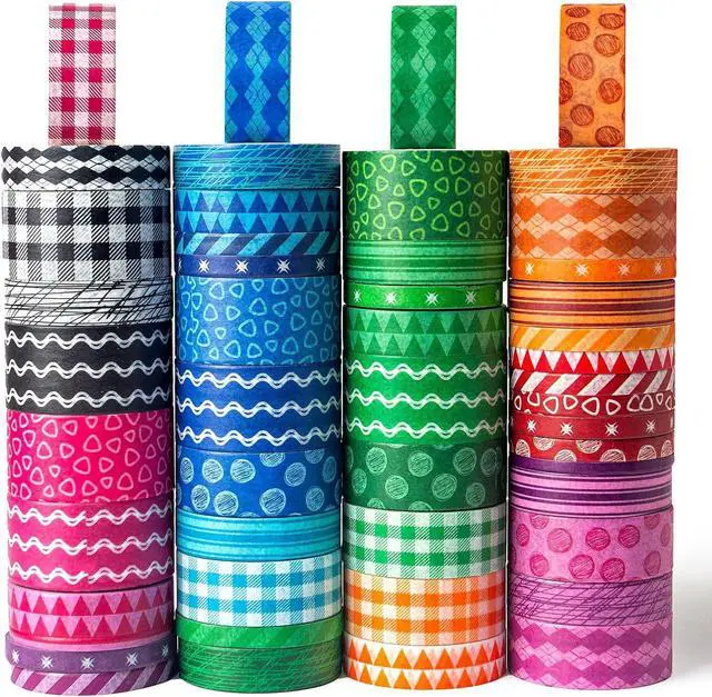 Main image of Shindel 50 Rolls Washi Tape Set, 50 Rolls Craft Tapes Decorative Tape | 4 Different Size, Adhesive Masking Tape for Scrapbooking Supplies DIY Crafts Journals