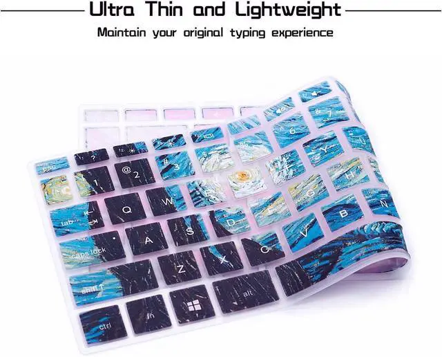 Alt view image 4 of 6 - HRH English Keyboard Cover for 14 Inch Pavilion x360 Laptop,Starry Night | Compatible with 14M-BA,14M-CD,14M-DH,14-BA,14-BF,14-cm,14-CF,14-DF,14-DK,14-DS,14-DQ,Durable,Thin,Anti-spill,Smooth Touch