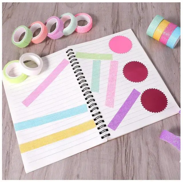 Alt view image 2 of 7 - 12 Rolls Glitter Washi Tape Set Christmas Washi Masking Tape Decorative Adhesive Tape for Scrapbooking DIY Crafts Crafters Embellished Journals Planners Cards Gift Wrapping Ribbons Wedding (B)